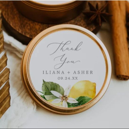 Custom Lemon Wedding Thank You - Personalised Candle Label 评论和价格
