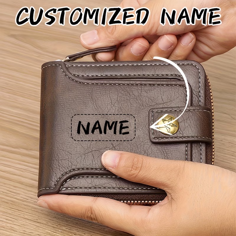 Custom Name Men's PU Wallet, C - Personalized Name Box 评论和价格