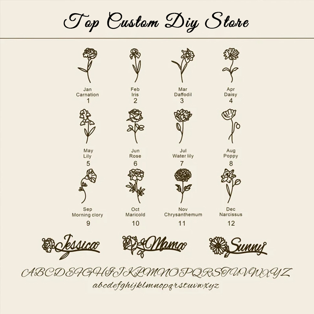 Personalized Name BirthFlower  - Birth Flower Necklace 评论和价格
